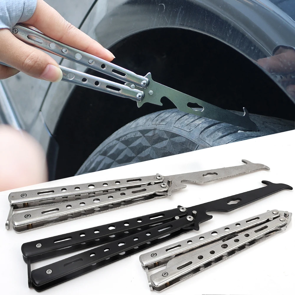 Universal Multipurpose Folding Car Tire Clear Stone Hook Tire Cleaning Tool Auto Motorcycle Bike Accessories Gift Bottle Opener