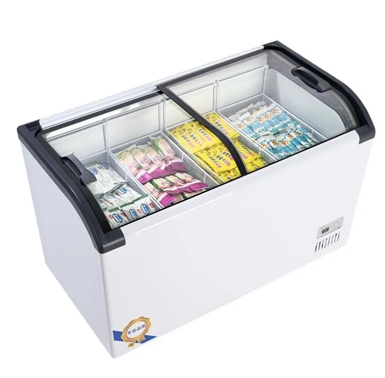 Congelador Solar Comercial, Congelador de Doble Puerta de Vidrio, Exhibidor de Gelato, Congelador Vertical, Pedidos para Supermercados
