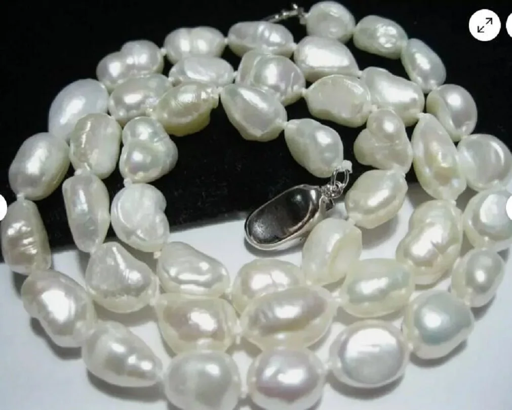 Gorgeous 10-11mm Nanhai Baroque White Pearl Necklace 18