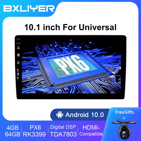 BXLIYER PX6 6G+128G 2DIN / 1 DIN For Universal Car Dvd Android 12 Car Audio GPS Radio BT Head Unit WIFI USB SWC GPS Navigation