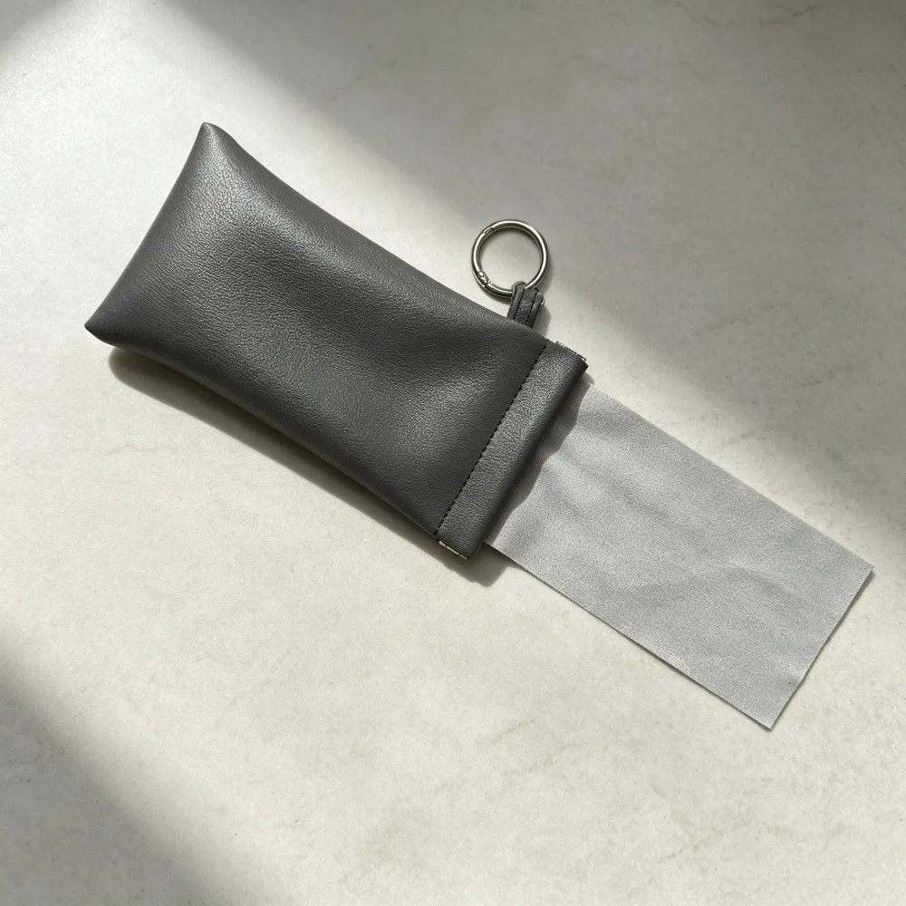PU Leather Glasses Storage Bag Soft Hanging Reading Glasses Pouch Waterproof Automatic Closure Myopia Glasses Case