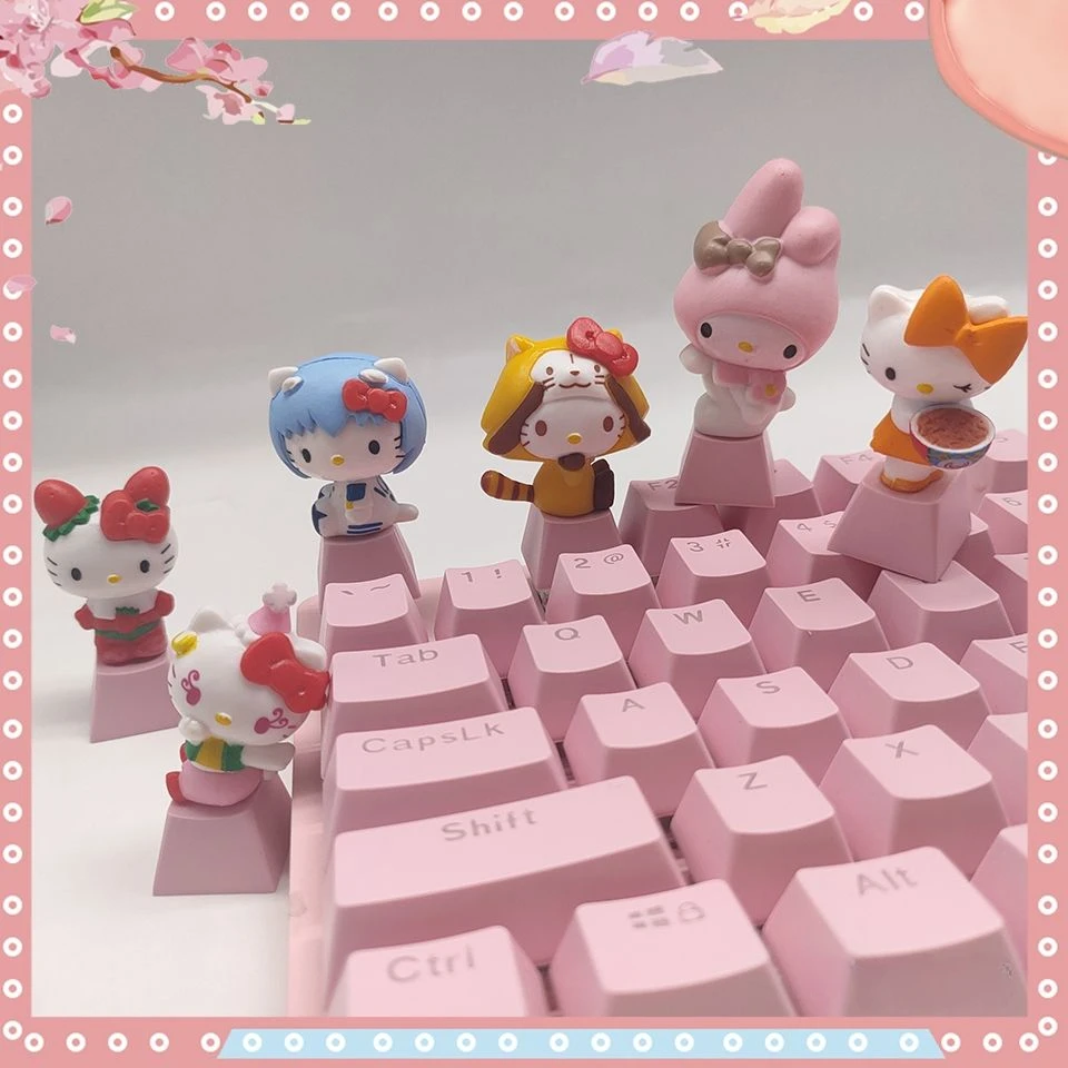 Custom Cute Kawaii Hello Kitty Series Anime Keycaps Mechanical Keyboard Caps Decoration Cartoon Personalized Cartoon Diy Key Cap