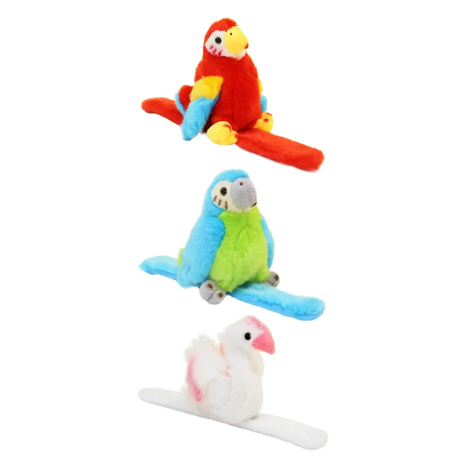 Plush Bracelet Slap Bracelet Parrot Plush Toy Stuffed Figures Toys Lovely Stuffed Animals Snap Band for Children Holiday Gifts