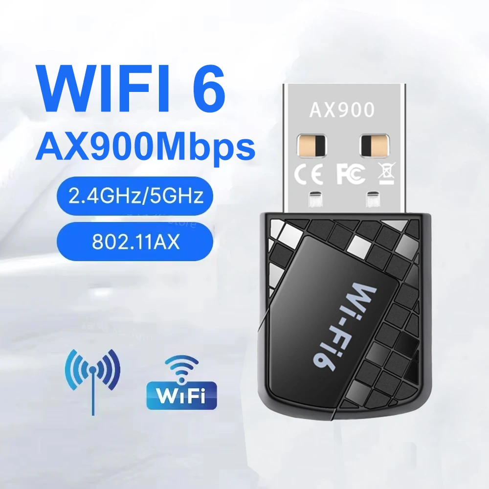 AX900 WiFi 6 USB Adapter 2.4G&5GHz 900Mbps Network Card Wireless USB Dongle 5Dbi Antenna Card Receiver For Win 7/10/11 Laptop PC