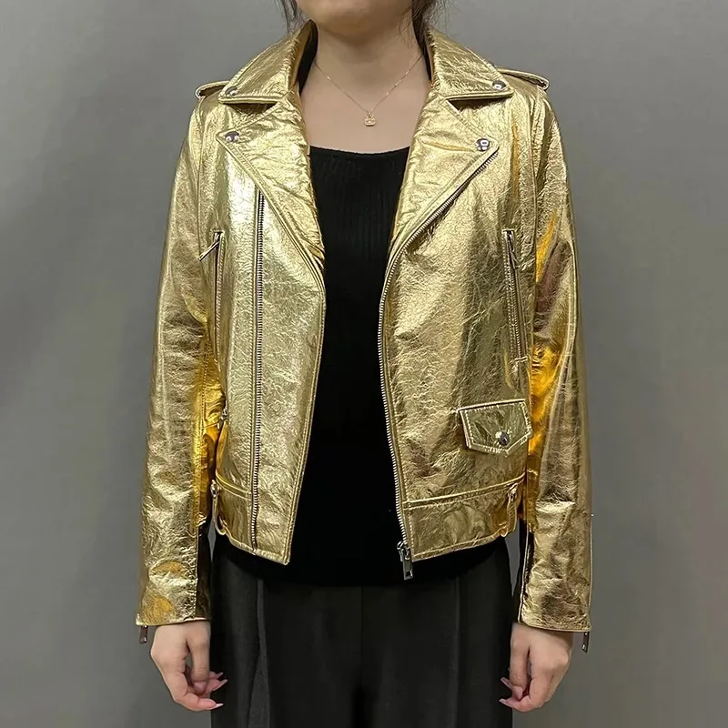 Leren Jas Vrouwen Echte 2023 Y 2K Luxe Designer Schapenvacht Motorkleding