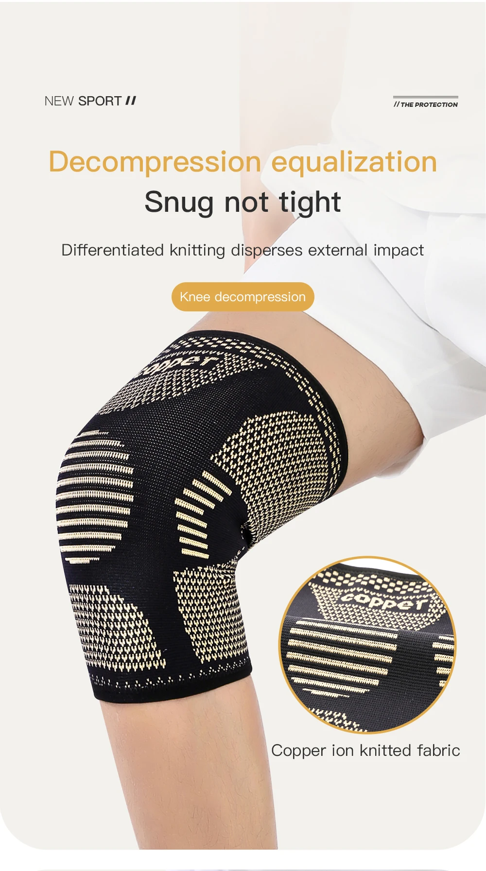 1PC Kupfer Knieorthese für Arthritis Schmerzen Unterstützung-Kupfer Knie Hülse für knie schmerzen Kompression hülse für Sport, knie Schmerzen Relief – Detail 4