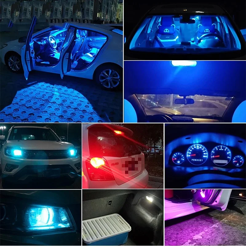 10X W5W LED T10 캔버스 자동차 실내 전구 6000K 화이트 12V 번호판 돔 라이트 COB 유리 자동차 부품 썸네일 4