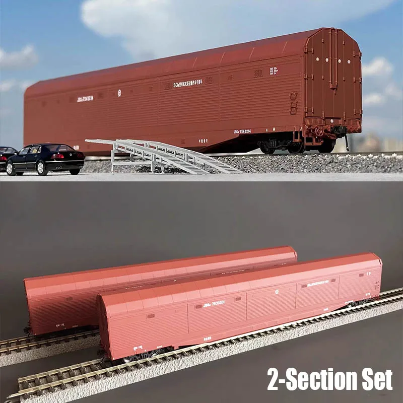 HO 1:87 Train Model JSQ6 Double-decker Car Transport Carriage 2-Section Set Railcar Toy