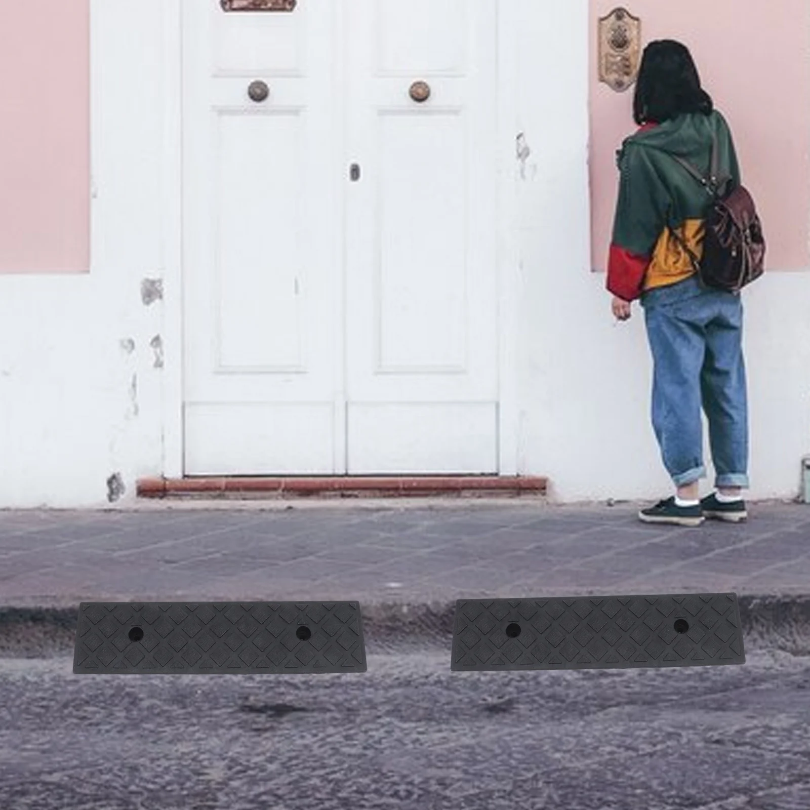 

2Pcs Plastic Car Ramps Threshold Curb Ramps Heavy Duty Vehicle Wheelchair Driveway Ramp Curb Ramp Drive Over Cable Protector