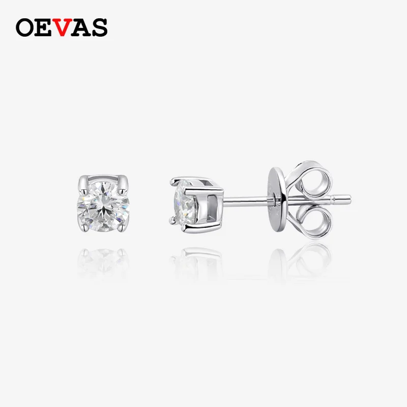 

OEVAS Real 0.1ct 0.5ct D Color Moissanite Stud Earrings For Women Top Quality 100% 925 Sterling Silver Wedding Jewelry