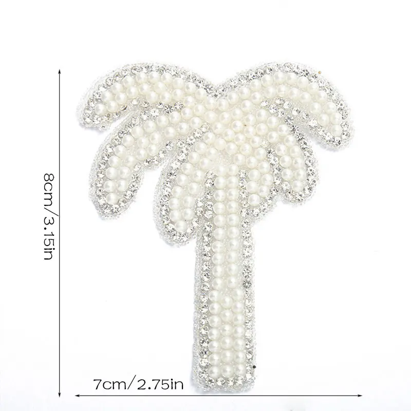 5pcsHot melt back glue patch pearl water diamond coconut tree Rhinestone Patches for DIY Clothes Hat Shoes Crafts Decoration