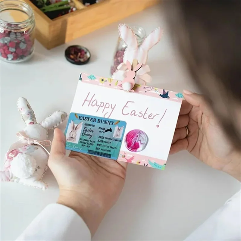 5 Pcs Easter Rabbit Driver's License Funny Plastic ID Card Happy Easter Home Decoration Party Gift For Bunny Lovers