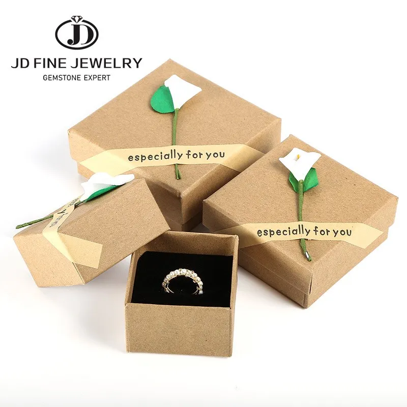 JD New Square Jewelry Organizer Box Engagement Ring For Earrings Necklace Bracelet Display Gift Box Holder Handmade Love Wedding