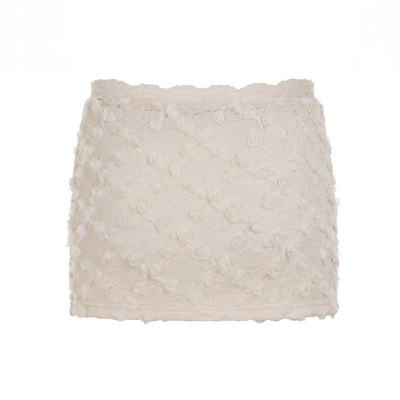 

Короткая юбка с 3D-цветочным кружевом и низкой талией для женщин