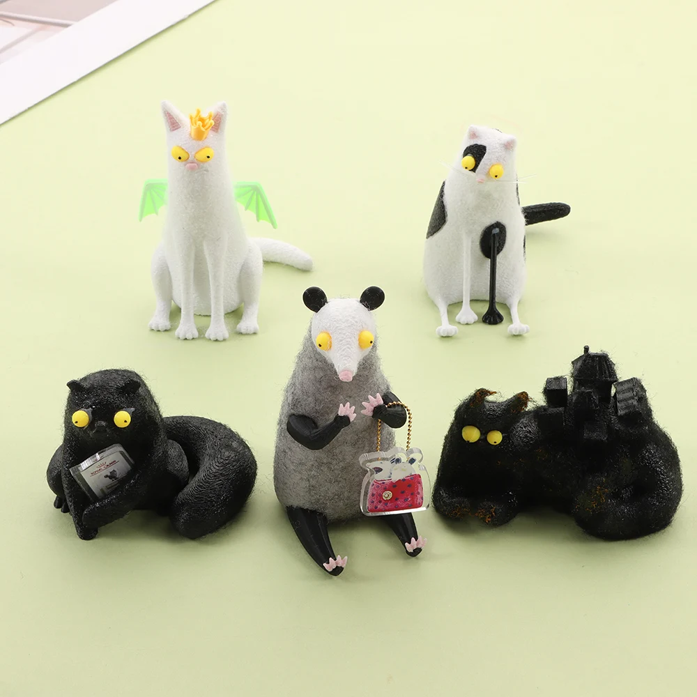 Cartoon Animal Wool Felt Familiars Quirky Handmade Companions MIni Mini Animal Decor Wide-Eyed Weird Cute Felted Companions