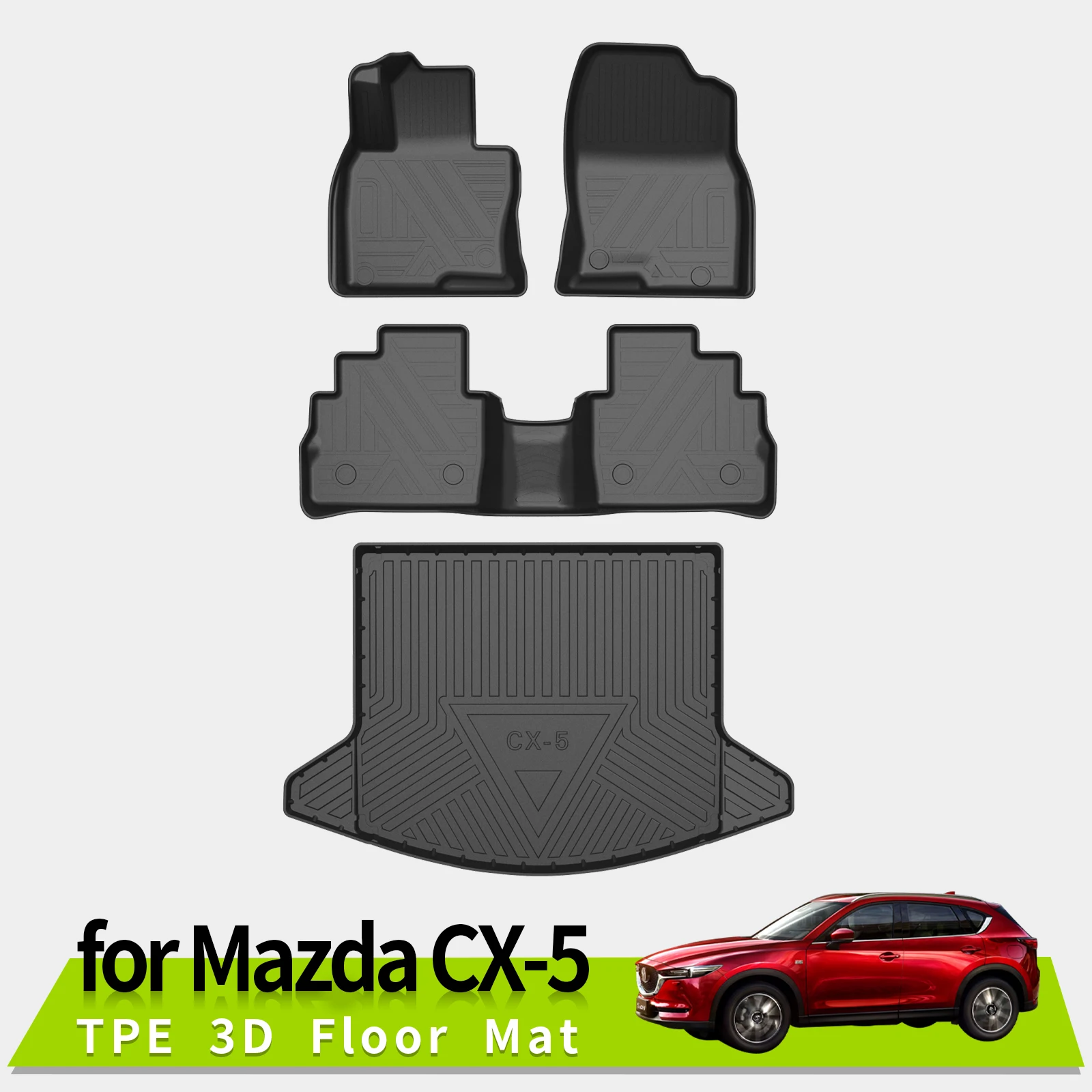 

for Mazda CX-5 2017-2023 CX5 Car Floor Mats Trunk Backrest Pad TPE