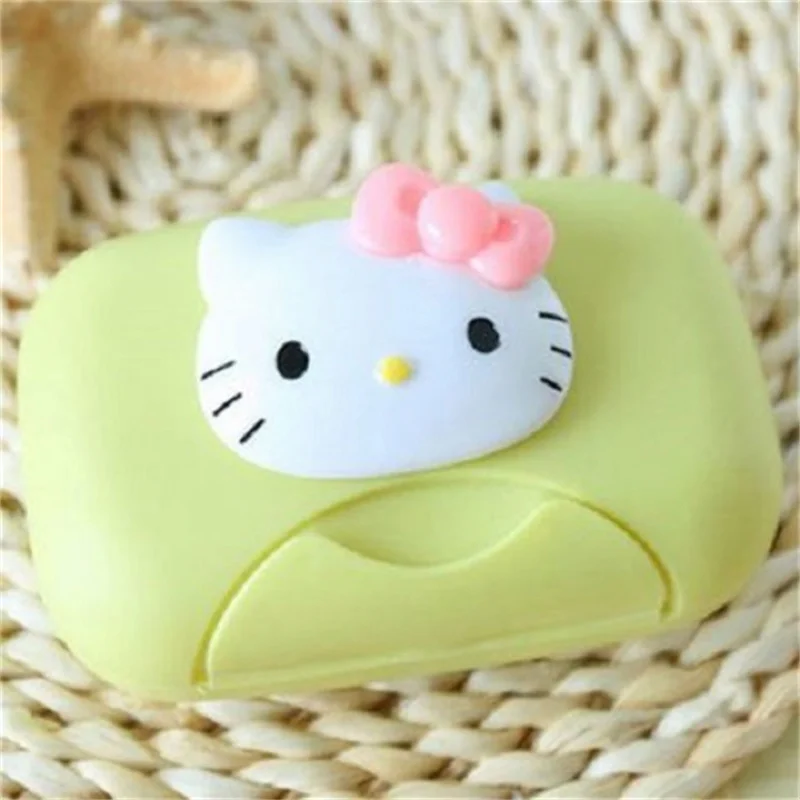 Sanrio Kawaii Hello Kitty KT Cat Cartoon Soap Box  Pink Kawaii Travel Portable Leak Proof Storage Box  Anime Accessories