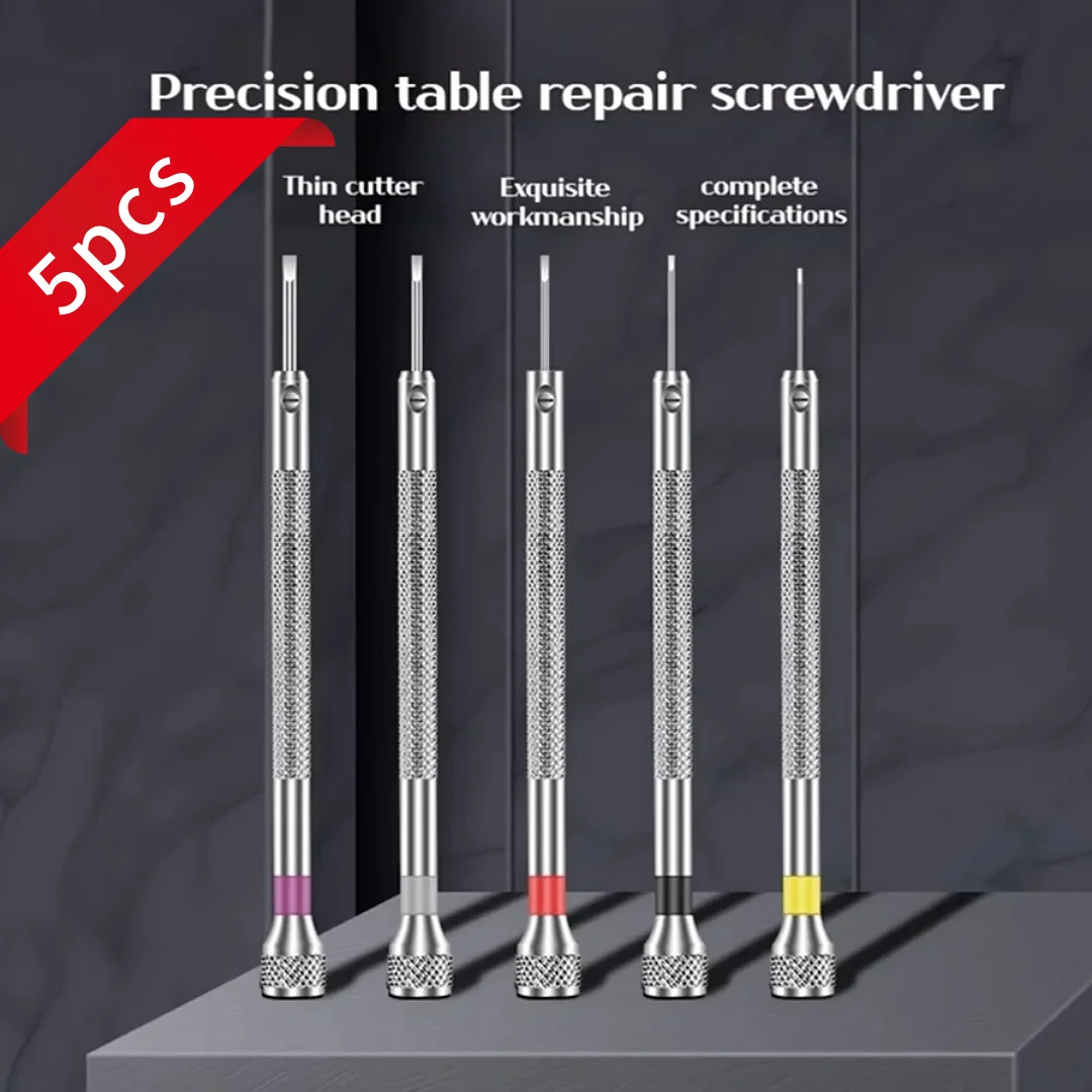 Tournevis de réparation de montre de précision, mini tournevis à fente 0.8-1.6mm, outil manuel de réparation d'instruments de précision 5 pièces/ensemble