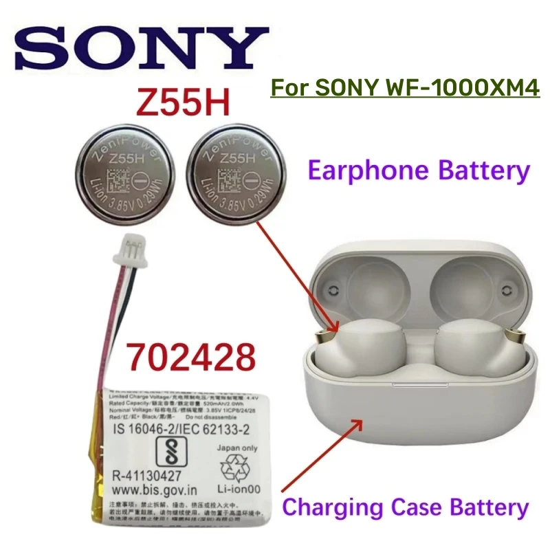 Batería SONY Original 702428 para ZeniPower Z55H, batería para SONY WF-1000XM4 1000XM4 XM4, auriculares Bluetooth, batería