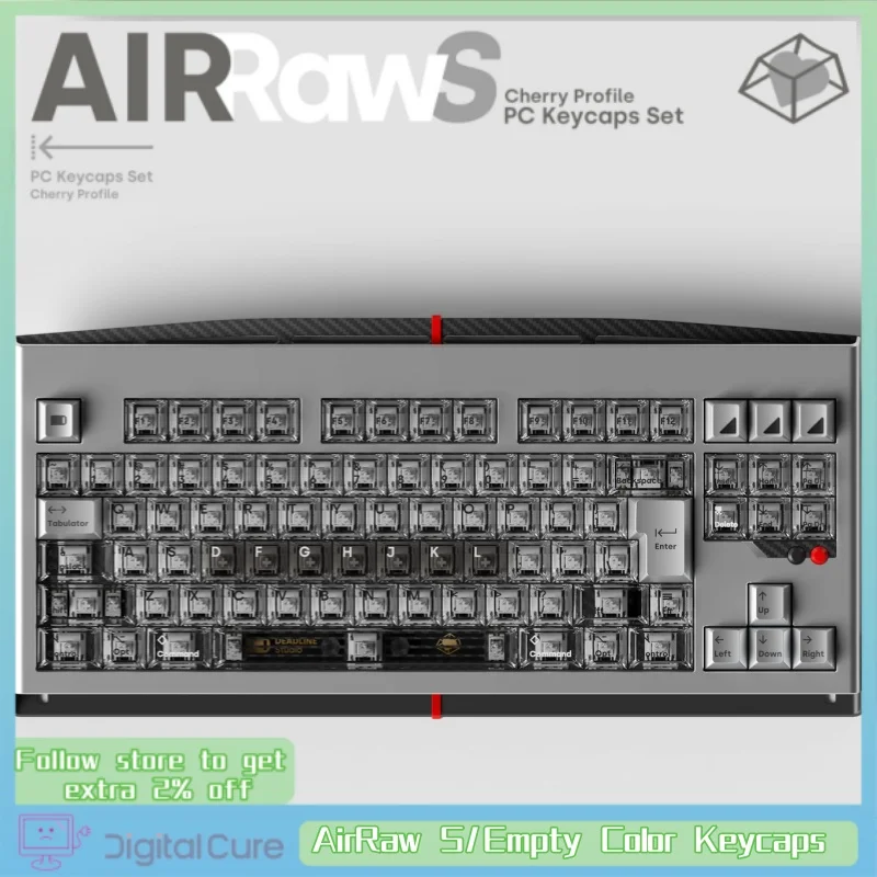 

DEADLINE AirRaw S/пустые цветные колпачки для клавиш, прозрачный ПК Cherry Height DDL, индивидуальные механические колпачки для клавиш, минималистичный смысл