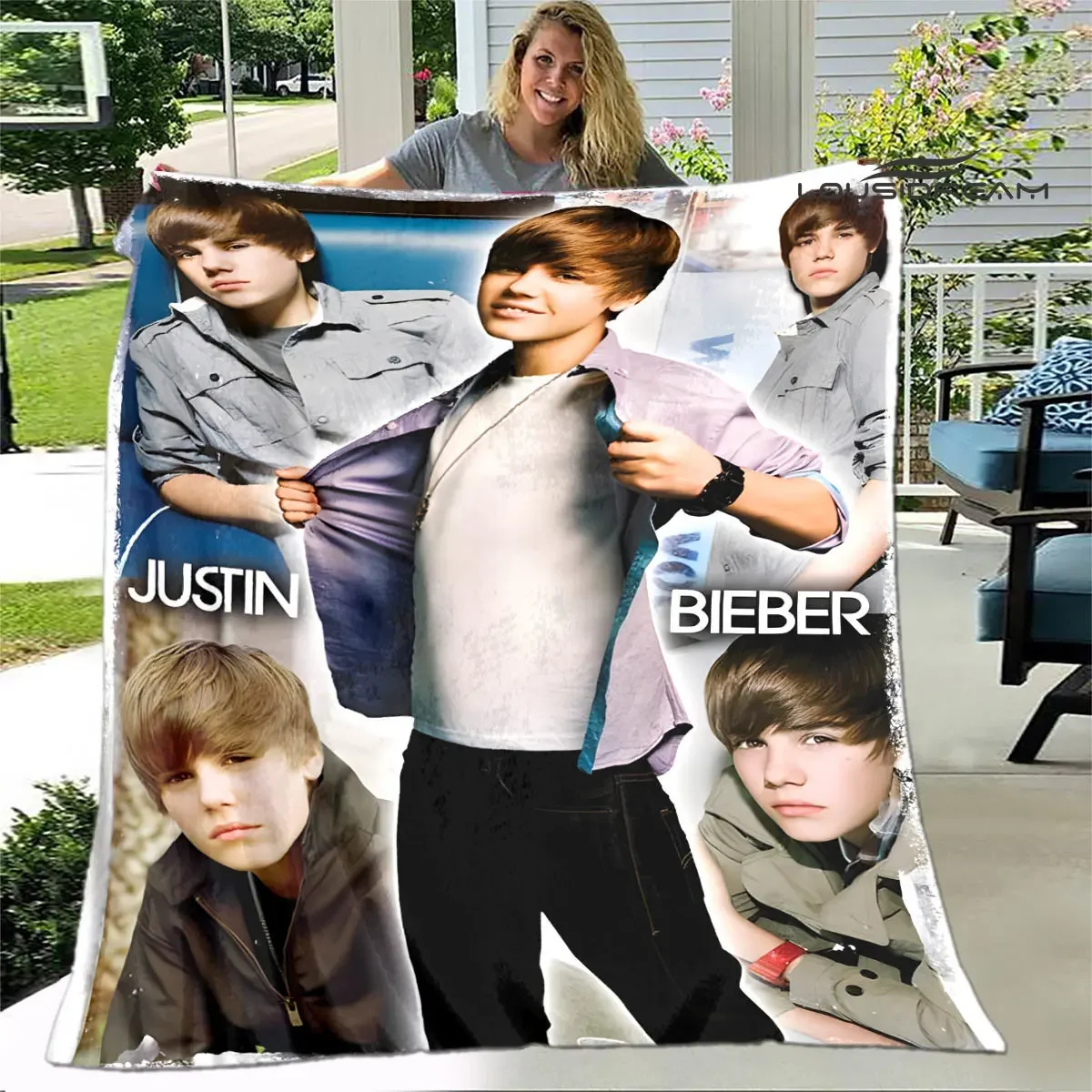 3D Justin Bieber printing blanket children\'s warm blanket Picnic blanket soft and comfortable blanket Home travel blanket