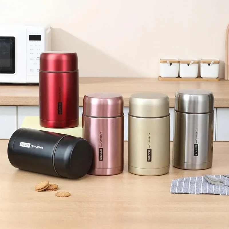 350ml 500ml stainless steel insulated thermal lunch jar, mini food container vacuum flask for office school travel