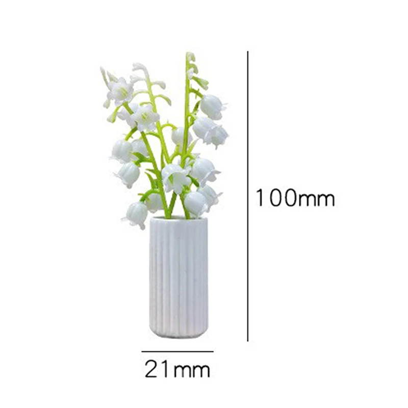 1Pc Dollhouse Miniature Pot Plant Model 1/12 Mini Simulation Lily Of The Valley Green Tree Potted Doll House Decor Accessories