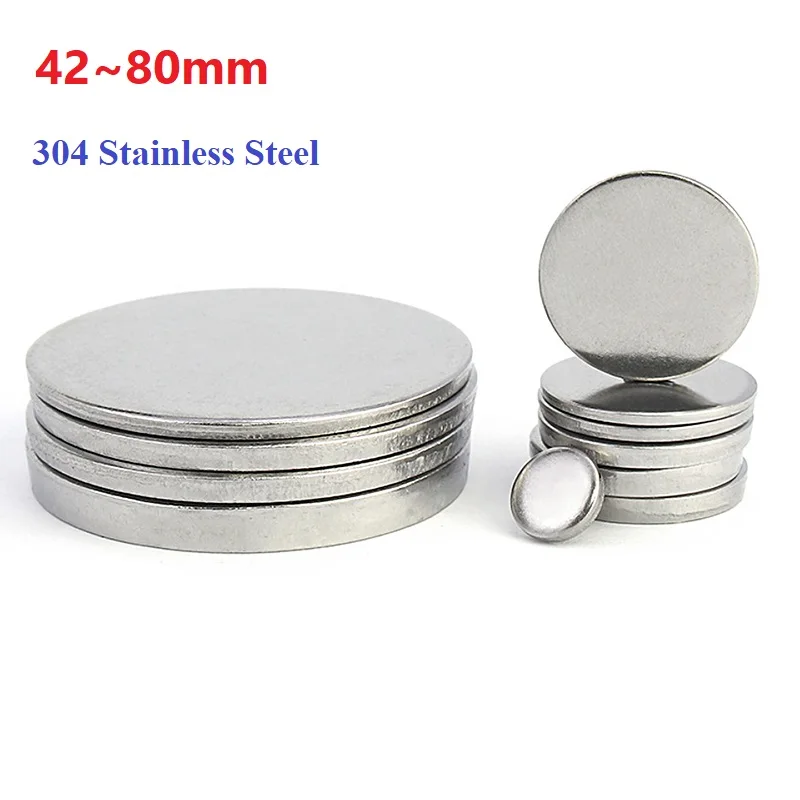 304 Stainless Steel Solid Disc Flat Gasket Round Metal Solid Flat Non Perforated Round Iron Sheet Diameter 42-80mm