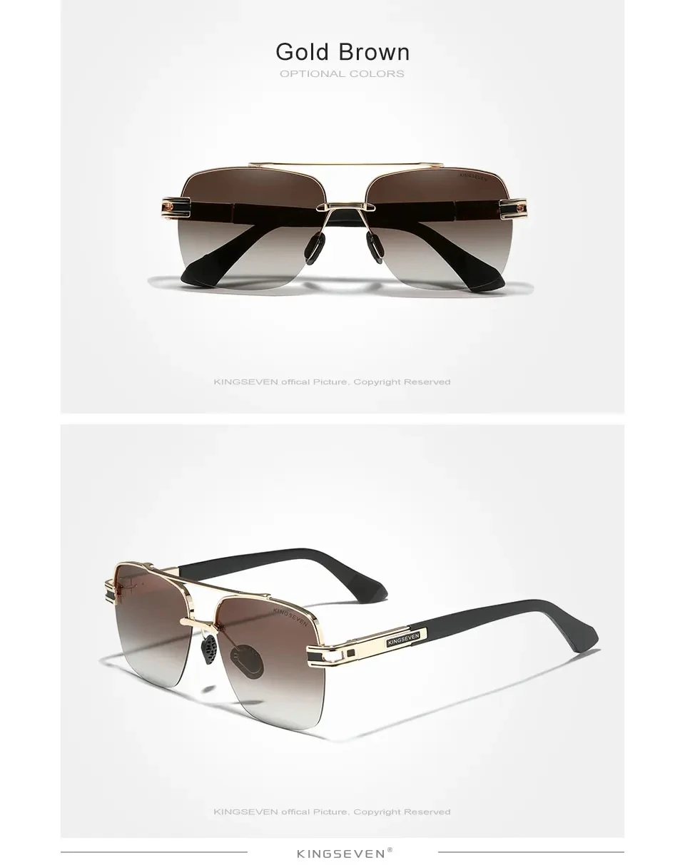 Kingseven New Design Sonnenbrille für Männer polarisierte UV400 Gradient Linse Brille Mode Frauen quadratische Retro Half Frame Brille – Detail 6