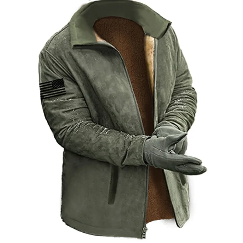 Giacca invernale da uomo Cappotto spesso da uomo Resistente al freddo Etnico retrò Cerniera Testa di mucca Logo Top Outdoor addensato