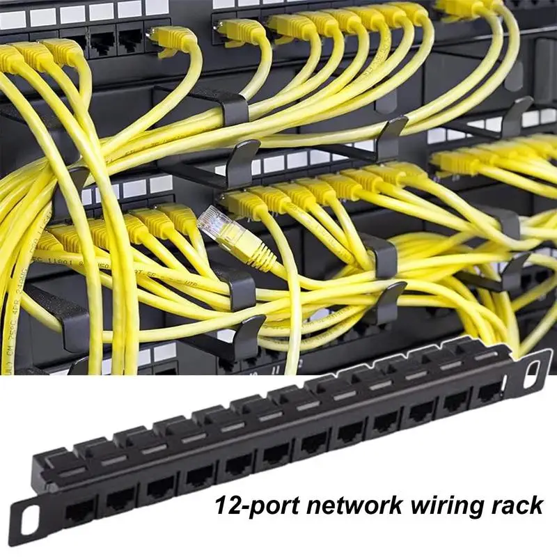 12 Port Patch Panel Network Wire Organizer Rack Unshielded Cat5e/Cat6 Cable Wiring Rack For Cord Management Stand