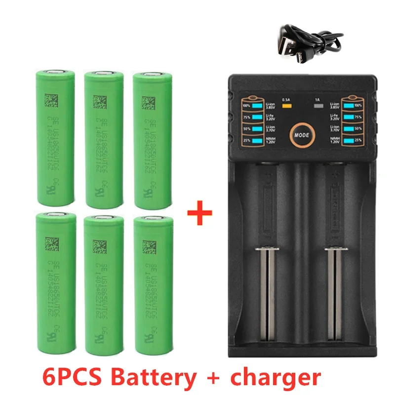 Batterie lithium-ion 100% pour SONY, 3.7V, 3000 mAh, 18650 V, 3000 mah, US18650, vtc6, 18650 mAh, avec 1 chargeur USB, nouveauté