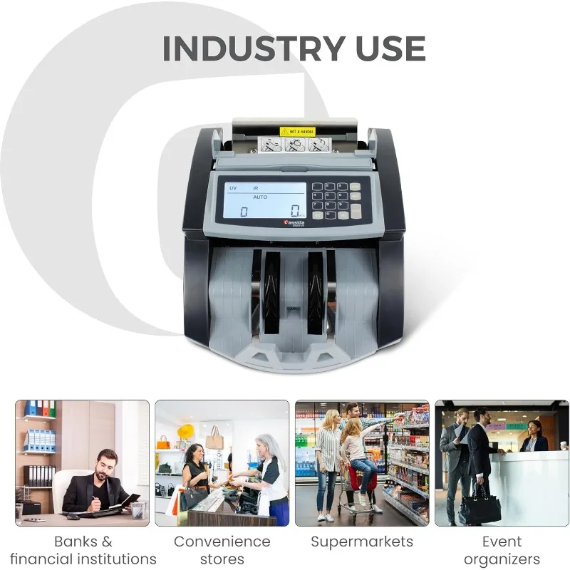 USA Money Counter with ValuCount, UV/MG/IR Counterfeit Detection, Add and Batch Modes - Large LCD Display & Fast Counting Speed