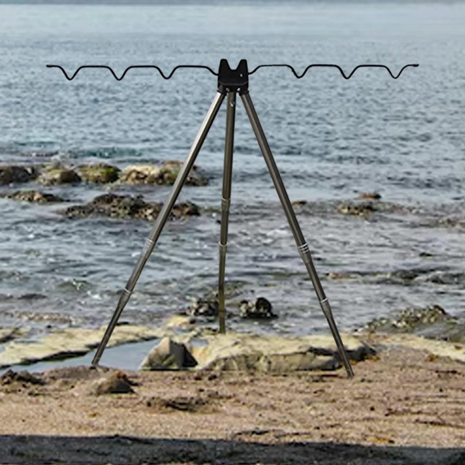 

Fishing Rod Holder for Hard Ground Adjustable Fishing Accessories Mini Fishing Pole Tripod Bracket for Beach Outdoor Rivers