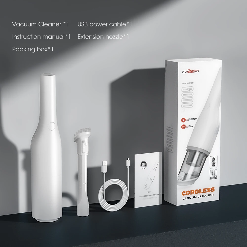 مكنسة كهربائية محمولة باليد من كارسون - شفط قوي 6000 باسكال، مكنسة كهربائية محمولة خفيفة الوزن بقدرة 90 وات للسيارة المنزلية، شحن من النوع C #6