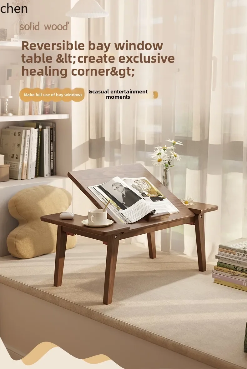 TQH6.22 laptop computer table bed book folding small table learning solid wood kang table