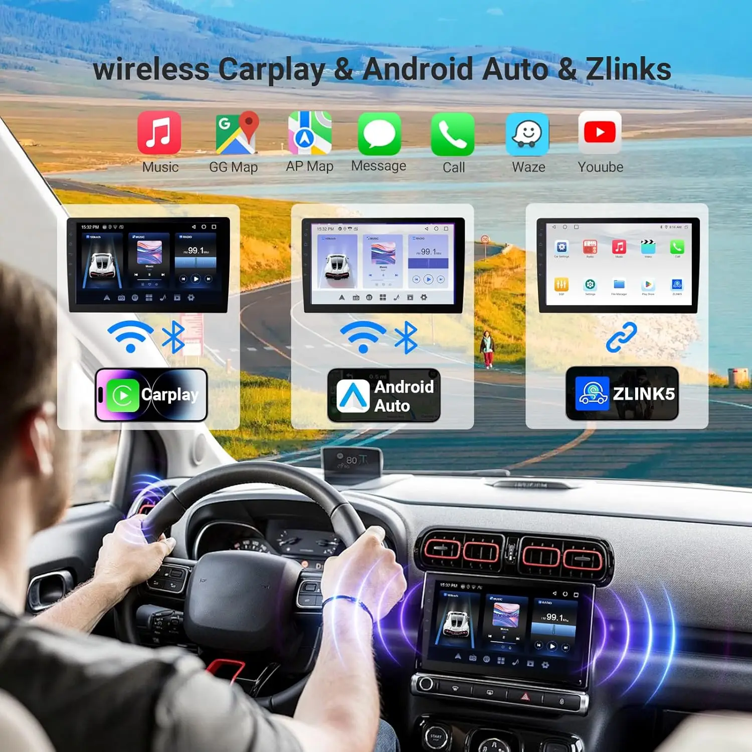 7 Android Car Radio with CarPlay for Toyota Hyundai Kia