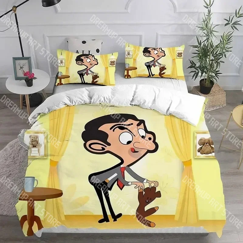 3D Print Mr. Bean Cartoon Bedding Set Twin Queen King Full Size Duvet Cover Pillowcase Bed boys girls Adult Home Textiles