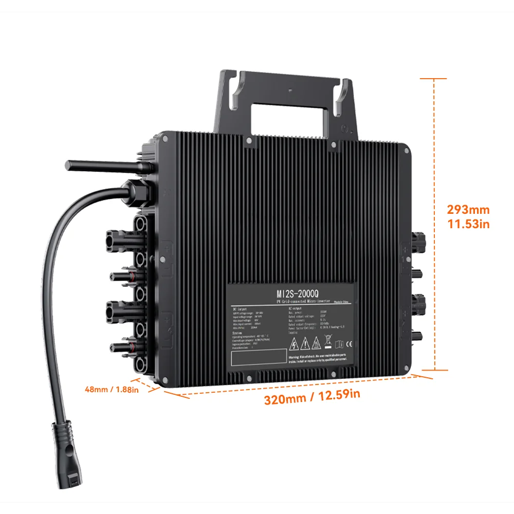 Micro-onduleur solaire photovoltaïque 2000W avec WiFi pour système solaire domestique connecté au réseau, utilisation maximale pour 4 panneaux solaires de 400-700W chacun