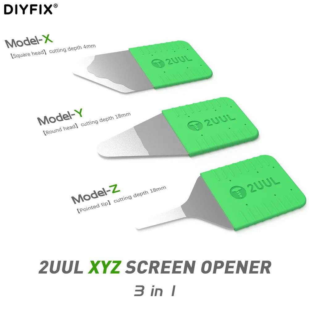 2UUL DA91 XYZ Scherm Opener Tool 0.1mm Rvs Kaart Smart Telefoon Reparatie Tools Gebogen voor Mobiele Telefoon Scherm disassembler