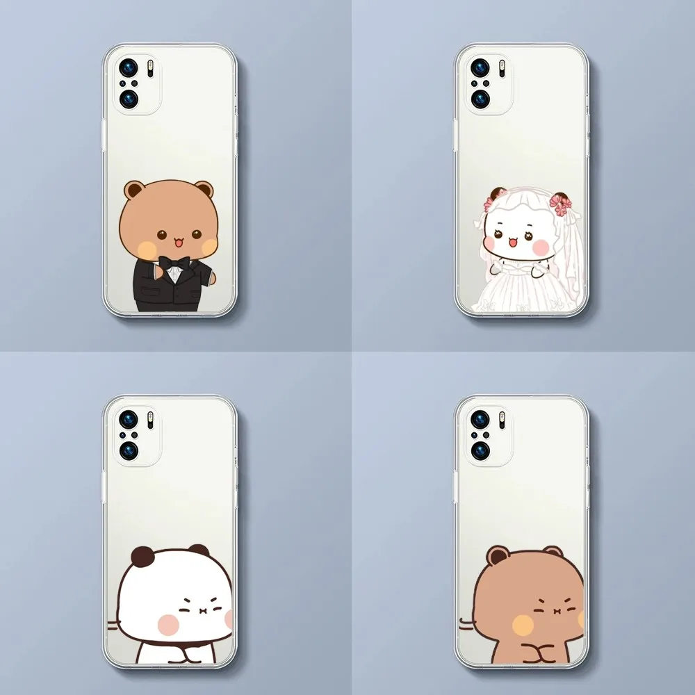 Cute D-DUDU B-BUBU Bear Phone Case For Xiaomi 11 Redmi Note 11 5G 8T 9A 9 10T Note8Pro Note9 12SUltra Transparent Case