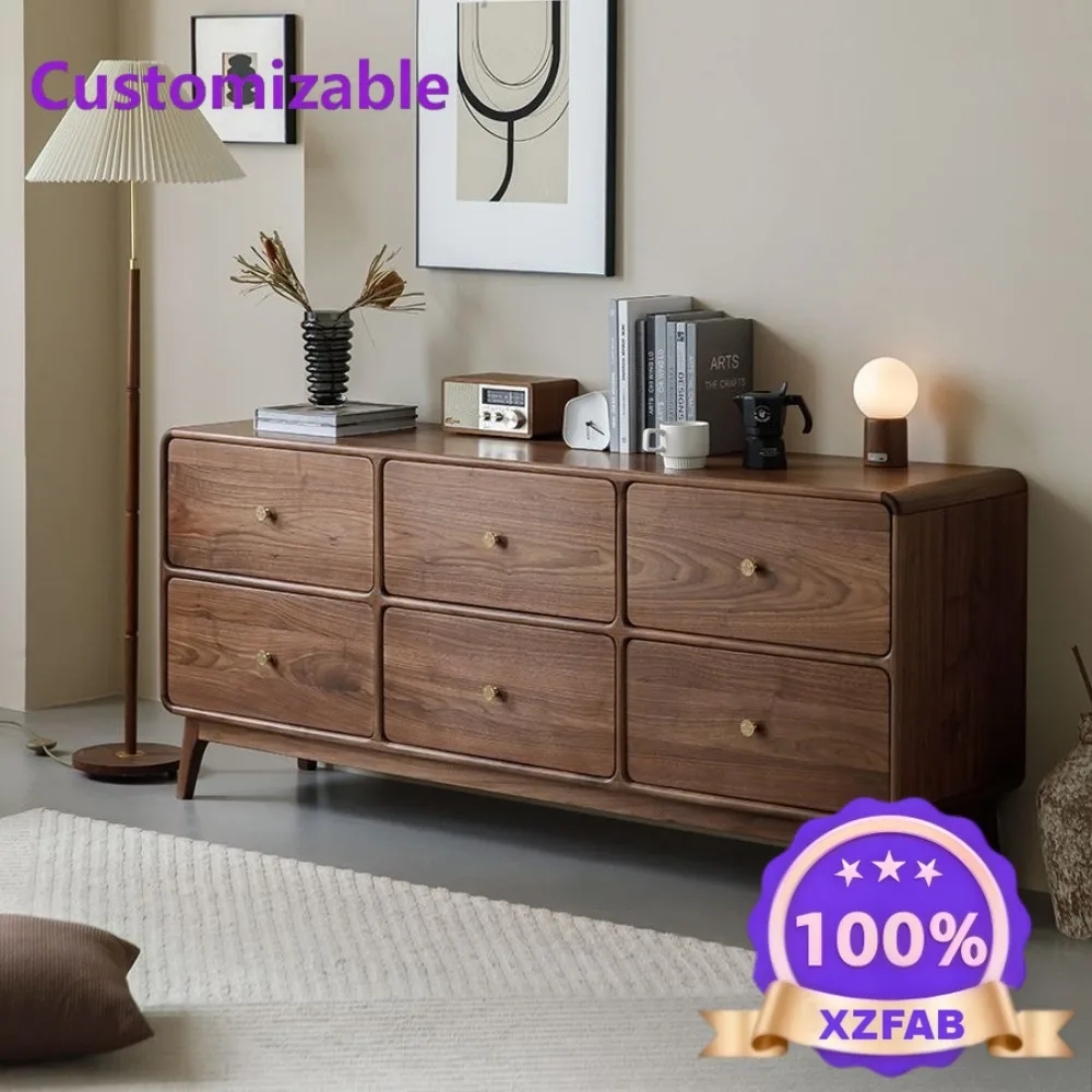 Factory Direct 2026 North American black walnut six-chest ca binet solid wood porch cabine t bedroom bedside ca binet storage ca