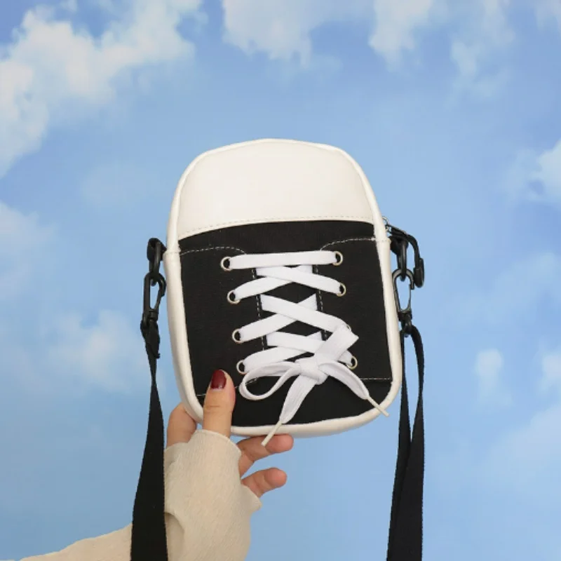 1PC Creative Strap Crossbody Bag Personalised Splicing Canvas Women\'s Bag New Student Shoulder Bag