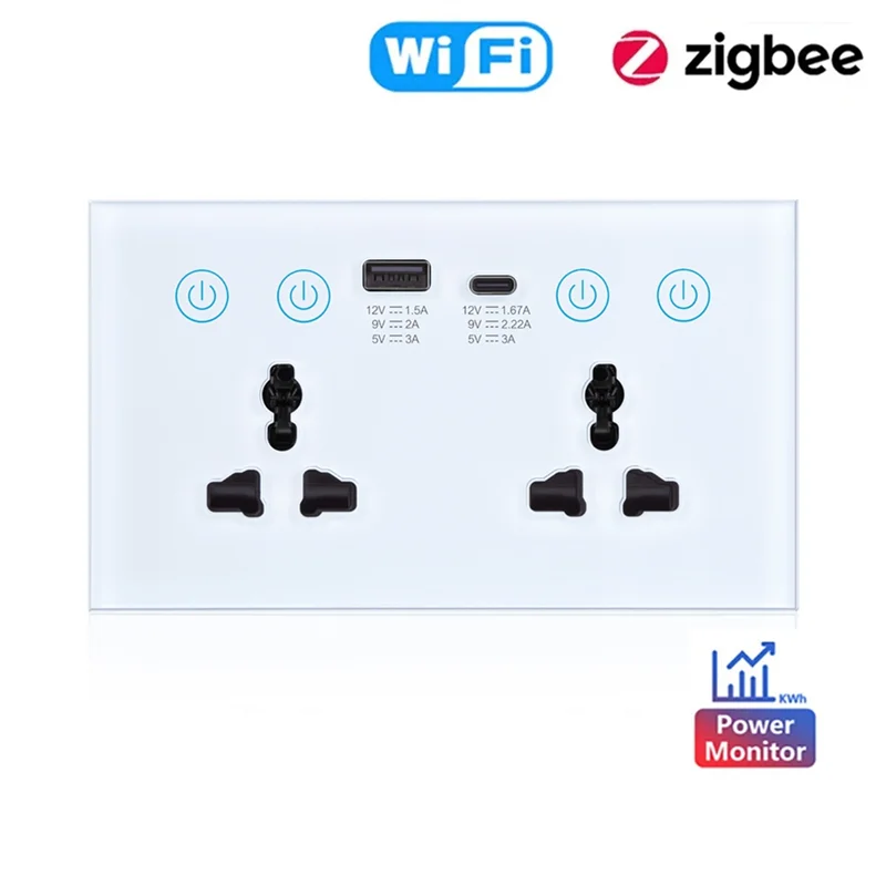 AF90-EU UK US Universal Plug Tuya Smart Socket Switch With USB And Type-C Port Outlet Smart Life