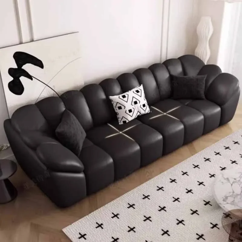 

Luxury Minimalist Living Room Sofas Genuine Leather Relaxing Lazy Sofa Nordic Black Divani Da Soggiorno Furniture Decoration