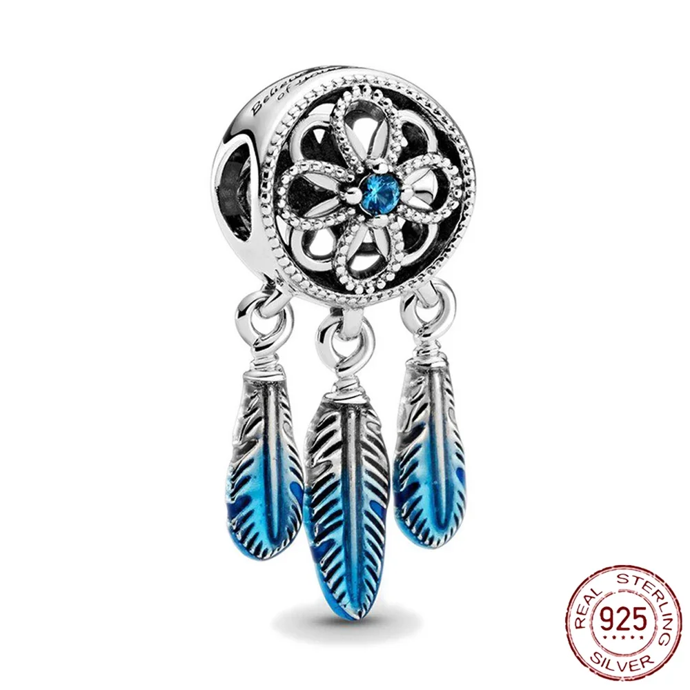 Colgante de plata de ley 925 para mujer, dije con forma de corazón, amor, mamá, atrapasueños, compatible con pulsera Pandora Original, joyería artesanal, regalo