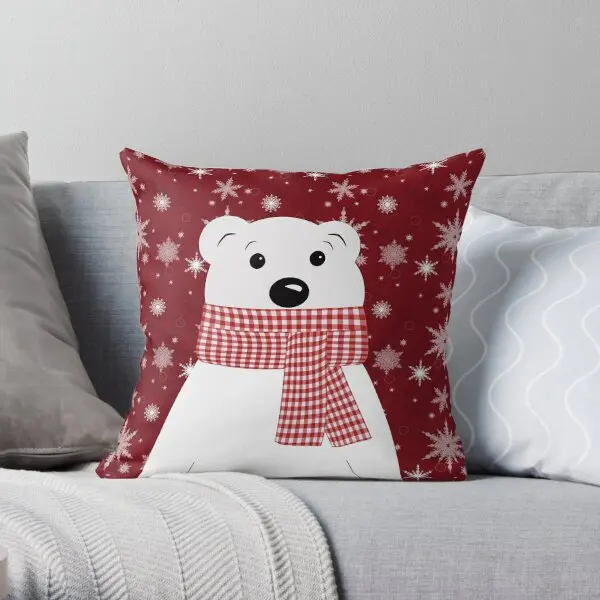 Christmas Polar Bear  Printing Throw Pillow Cover Bed Home Hotel Fashion Car Decorative Anime Waist Pillows not include One Side