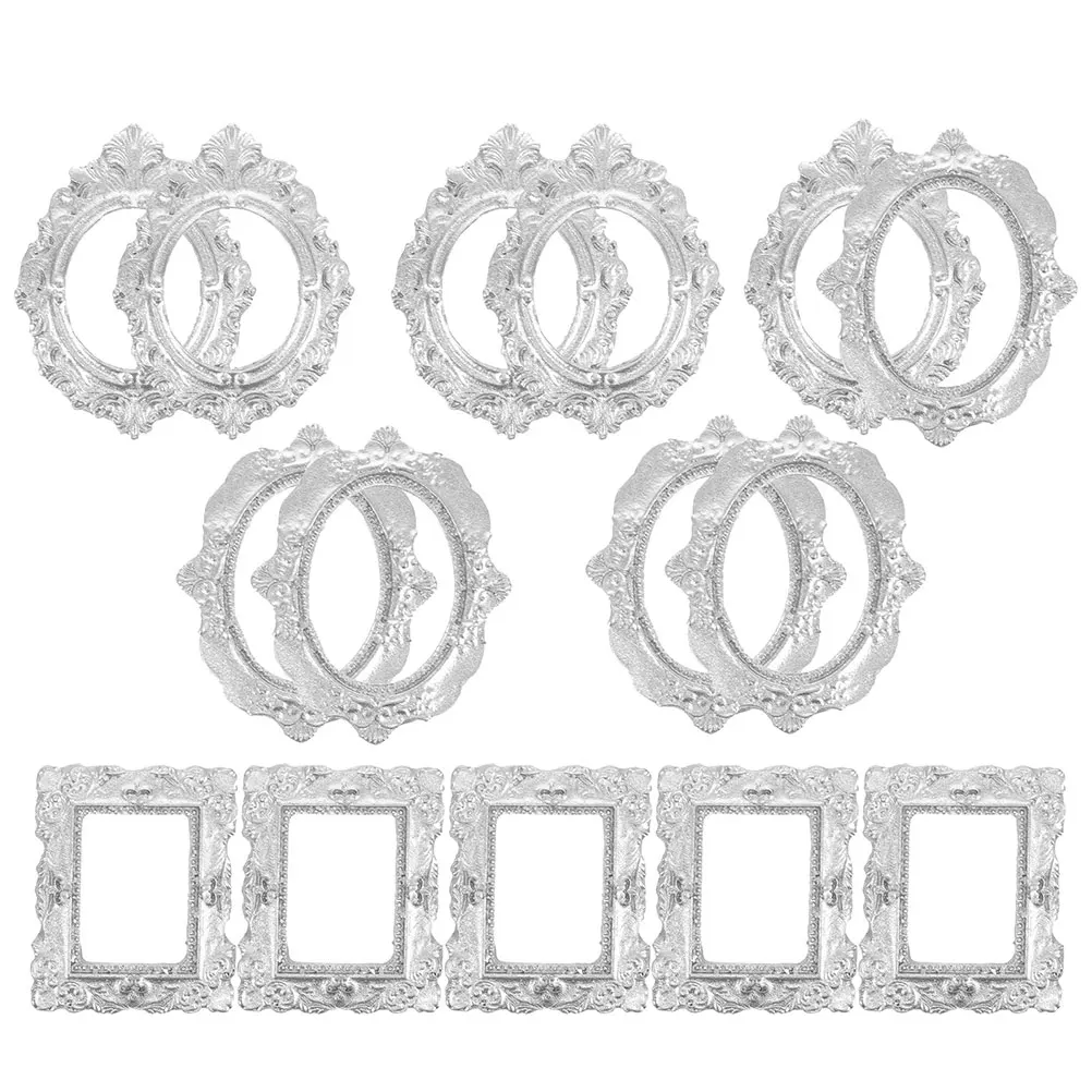 

30 Pcs Photo Frame Cellphone Cream Shell Retro Baroque Tiny Resin Picture Frames Silver Mini