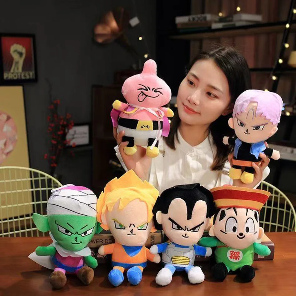

Hot 20cm Dragon Ball Anime Plush Toys Super Saiyan Goku Vegeta Picollo Trunks Gohan Cartoon Figure Stuffed Dolls Child Gifts