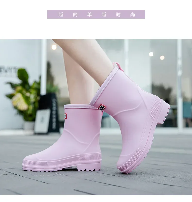 Kurze Regenstiefel für Damen, rutschfeste PVC-Wasserschuhe, wasserdichte Outdoor-Schuhe, modische Damen-Wasserstiefel – Detail 13